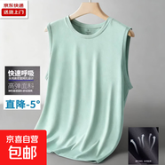 【透氣親膚】冰絲運動(dòng)t恤男大碼短袖夏季運動(dòng)透氣涼感網(wǎng)眼體恤SJ 網(wǎng)眼背心綠色 5XL