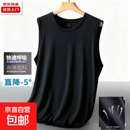 【透氣親膚】冰絲運動(dòng)t恤男大碼短袖夏季運動(dòng)透氣涼感網(wǎng)眼體恤SJ 網(wǎng)眼背心黑色 3XL