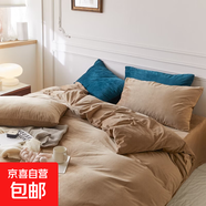 純色兒童牛奶絨四件套秋冬季加厚保暖天鵝絨珊瑚絨雙面法蘭絨被套 卡其【溫暖舒適】 【床單款】1.8四件套-被套200x230