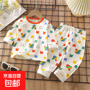 兒童睡衣套裝春季萊卡棉寶寶內衣男童家居服女童秋衣秋褲童裝批發(fā) LK06-紅黃藍 【A類(lèi)材質(zhì)】 120 建議身高105-115CM