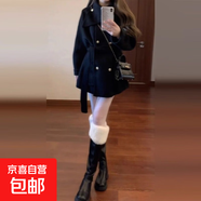 黑色赫本風(fēng)短款毛呢斗篷大衣女秋冬季加厚2025新款高級感呢子外套 黑色 S