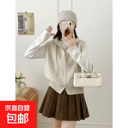 2026秋冬新款連帽拉鏈疊穿馬甲女疊穿針織寬松無(wú)袖背心毛衣坎肩 5467杏色 XL  【建議121斤-135斤】