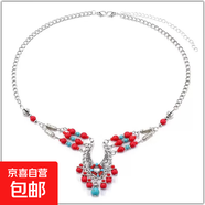 兒童民族風(fēng)藏族元旦表演服2025冬季加絨舞蹈服幼兒園元旦表演服潮 女童套裝+V額連+項鏈+毛球 100 cm