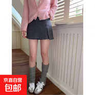 毛呢開(kāi)叉半身裙女秋冬2025新款小個(gè)子高腰顯瘦a字裙包臀短裙褲裙 灰色 M