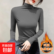 保暖加厚半高領(lǐng)打底衫女內搭秋冬新款德絨t恤長(cháng)袖顯瘦體恤女8003H 深灰色【德絨加厚】 XL 建議115-125斤