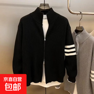 2024秋冬新款開(kāi)衫毛衣美式復古休閑慵懶風(fēng)V領(lǐng)針織衫男純 黑色 3XL