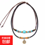 兒童民族風(fēng)藏族元旦表演服2025冬季加絨舞蹈服幼兒園元旦表演服潮 男童套裝+額連+項鏈 100 cm