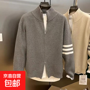 2024秋冬新款開(kāi)衫毛衣美式復古休閑慵懶風(fēng)V領(lǐng)針織衫男純 灰色 XL