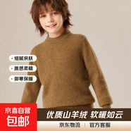 秋冬新款兒童山羊絨衫半高領(lǐng)男女童中大童裝加厚毛衣針織打底衫 莫奈綠 130 建議身高 125-135公分