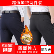 【高腰彈力】2025秋冬季新款男士商務(wù)休閑褲高腰直筒彈力純色百搭 【羊羔絨】寶藍色+深灰色 32 【腰圍2尺5】