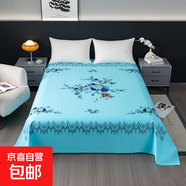 加厚純棉床單單件全棉老粗布老上海國民印花懷舊復古被單1.5床2.0 經(jīng)典牡丹-淺綠【花邊款】 245x240CM單件床單