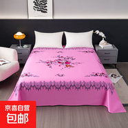 加厚純棉床單單件全棉老粗布老上海國民印花懷舊復古被單1.5床2.0 經(jīng)典牡丹-粉色【花邊款】 245x240CM單件床單