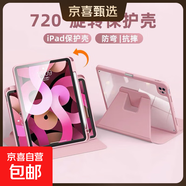 適用iPad9代pro11寸Air654全包防彎抗摔mini67帶筆槽旋轉支撐亞克力10代10.9寸air3九十平板保護套 橫豎旋轉支撐【青春粉】 iPad Air1/Air2【9.7寸】