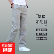 男款夏季寬松直筒褲男士工裝休閑褲純棉戶(hù)外耐磨運動(dòng)戶(hù)外寬松長(cháng)褲 淺灰色 26 M