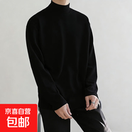 日系半高領(lǐng)打底衫男裝2025冬季寬松百搭內搭長(cháng)袖T恤潮流日常百搭 德絨-白色 4XL