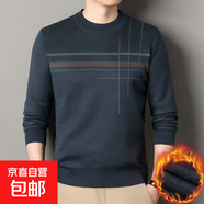 秋冬季新款加厚毛衣男中老年爸爸冬裝中年男士?jì)却畋Ｅ虻咨烂?蘭色 3XL 190