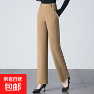 【哥弟制造商】錦綸中老年休閑褲女大碼顯瘦直筒媽媽闊腿褲長(cháng)褲 卡其色 28