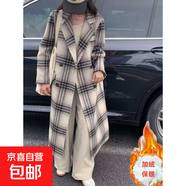 加絨2025年秋冬新款高級感韓系格子呢子大衣女加長(cháng)款寬松休閑外套 圖片色 S