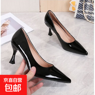 配裙子百搭清新淑女高跟鞋2025年網(wǎng)紅復古英倫風(fēng)法式淺口單鞋 黑色跟高 4cm 39
