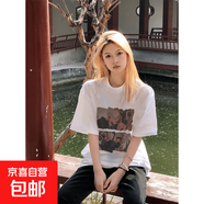 220G重磅純棉歐美復古短袖t恤女夏季寬松大學(xué)生潮牌男裝半袖Drag 220g重磅純棉-白色 白色 S