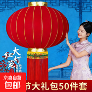 新款馬年過(guò)年大紅植絨燈籠一對春節大門(mén)口陽(yáng)臺裝掛飾中國風(fēng)吊宮燈 100#全紅2米燈線(xiàn)+LED燈【流蘇鈴鐺掛件+50件套】2個(gè)