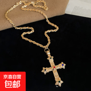 歐美復古十字架珍珠項鏈休閑簡(jiǎn)約輕奢高級感毛衣鏈設計感小眾頸鏈 2#項鏈-金色
