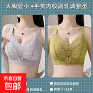 茵婷莎大胸顯小無(wú)鋼圈文胸大碼胖mm聚攏收副乳防下垂胸罩調整 紫色+黃色 105C DE