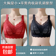 茵婷莎大胸顯小無(wú)鋼圈文胸大碼胖mm聚攏收副乳防下垂胸罩調整 酒紅色+黑色 80B CD