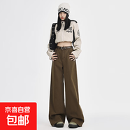 爆款美拉德秋冬美式直筒寬松顯瘦闊腿牛仔褲 0133 焦糖色 常規 長(cháng)褲 L