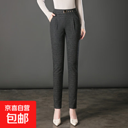 纖衣諾加絨條紋格子哈倫褲大碼中年女褲中老年顯瘦高腰彈力媽 格子 35