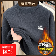 雪貂絨毛衣男士半高領(lǐng)打底衫加絨加厚中青年保暖一體絨秋冬季線(xiàn)衣 【雪貂絨】深灰色 XL 【建議140-155斤左右】