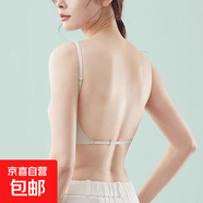 絕美小吊帶背心女內搭白色美背內衣文胸一體大露背打底上衣夏外穿 淺卡其 XL （適合85A 85B）