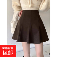 燈芯絨半身裙女高腰顯瘦包臀裙時(shí)尚韓版a字裙秋冬季百褶蓬蓬傘裙 咖色 M