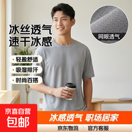 運動(dòng)冰絲短袖T恤長(cháng)袖男網(wǎng)眼透氣速干衣冰感大碼運動(dòng)沙灘上衣SJ 淺灰色 XL