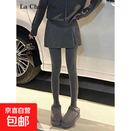 灰色高級感毛呢短褲裙子女2026新款秋冬款a字半身裙不規則包臀裙 灰色 S