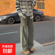 金盾【KIN DON】秋冬季美式折疊燈芯絨直筒褲子男生垂感寬松休閑長(cháng)褲 綠色 XL