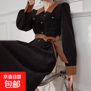 黑色赫本風(fēng)長(cháng)袖時(shí)尚女連衣裙2025法式氣質(zhì)名媛復古裙子2302LYT 黑色 2XL 【130-145斤】