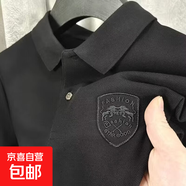 時(shí)尚青年標準日常ins原宿流行夏季翻領(lǐng)商務(wù)高端大碼短袖T恤潮文藝 黑色 M