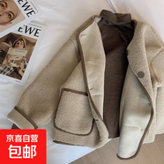 小香風(fēng)短外套女秋冬季歐美站新款大碼炸街新款慵懶溫柔韓系棒球服 卡其色 M 建議95-110斤