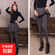 螺紋德絨2026年秋冬季新款大碼褲女款加絨打底褲休閑時(shí)尚女褲裙潮 灰色 2XL 【建議130-140斤】