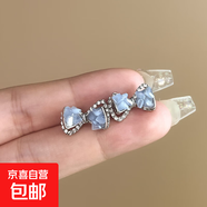 輕奢小眾珍珠耳釘女高級感日常百搭氣質(zhì)精致鑲水鉆耳環(huán)耳飾品 鏤空蝴蝶結-藍色