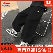 李寧（LI-NING）兒童黑色褲子男童中大童運動褲長褲休閑運動褲子2025秋季新款衛(wèi)褲 黑色YKLV267-2 （秋季款--寬松） 175