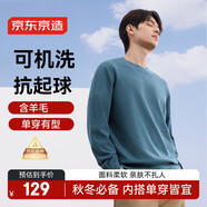 京東京造毛衣針織衫男秋冬商務(wù)休閑保暖男士羊毛打底衫  藍色 XL