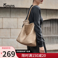 15MINS托特包通勤包包女款大容量單肩手提袋小眾編織包女士包包生日禮物