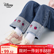 迪士尼（DISNEY）童裝兒童女童牛仔長(cháng)褲梭織卡通挺括耐磨褲子25春秋DB331ME39藍150