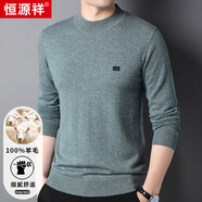 恒源祥100%羊毛衫男士針織衫純色半高領(lǐng)毛衣15001006 淺綠 175/92A 