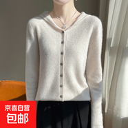 25秋季薄款連帽針織開(kāi)衫薄款毛衣外套帽衫休閑寬松外搭/NAD514一X 白色 XL （125-135斤）