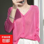 【薄款開(kāi)衫】25年薄款針織外套透氣寬松顯瘦長(cháng)袖配吊打裙外套 樹(shù)莓紅 M （90-110斤）