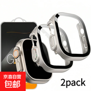 MiNi適用于品牌原裝蘋(píng)果手表保護殼iwatchS11/10保護殼S9/8/7鋼化殼S6/5/4保護套殼膜一體防摔防爆 蘋(píng)果Ultra1/2/3-49mm玫瑰金色 3個(gè)裝