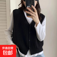開(kāi)衫女士毛衣針織馬甲女款時(shí)尚背心馬夾襯衫疊穿外穿/XFT091-X 黑色 L